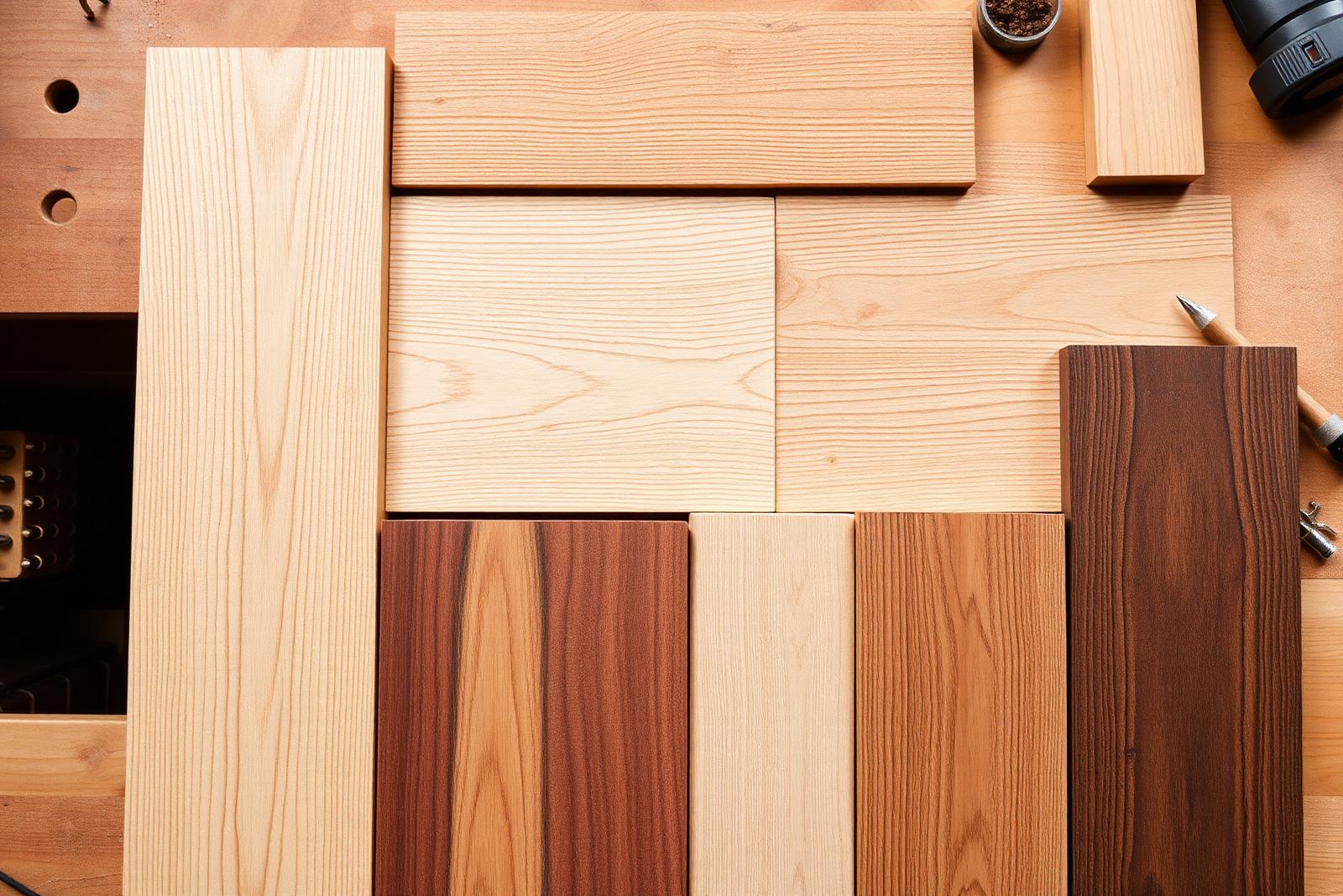 Hochwertige Holzarten: Eiche, Nussbaum, Esche