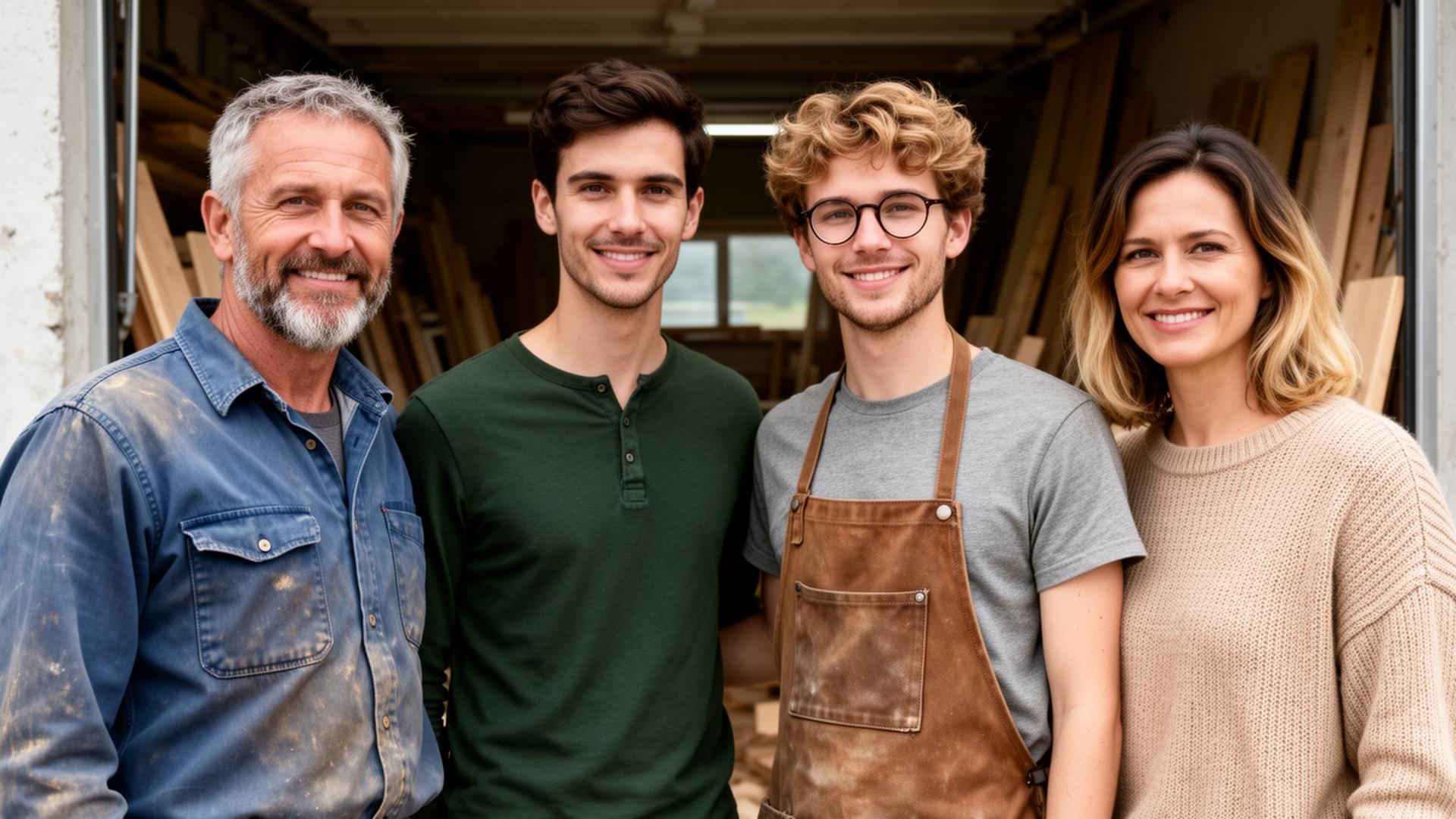 Das Team von Holzwerk Zürich vor der Werkstatt